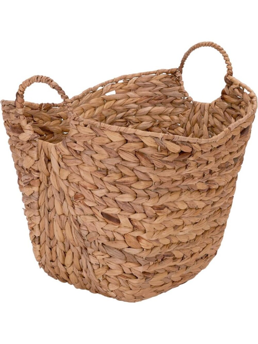Natural Tall Wicker Basket with Handles | Water Hyacinth Storage Organizer